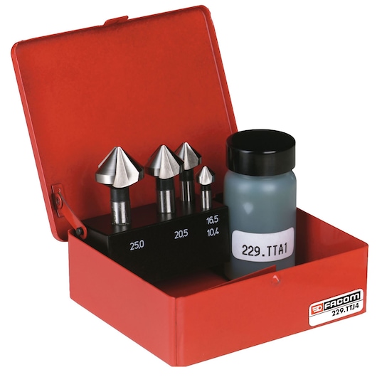 Counter sink cone bits, 4 pieces, 10.4 - 25 mm