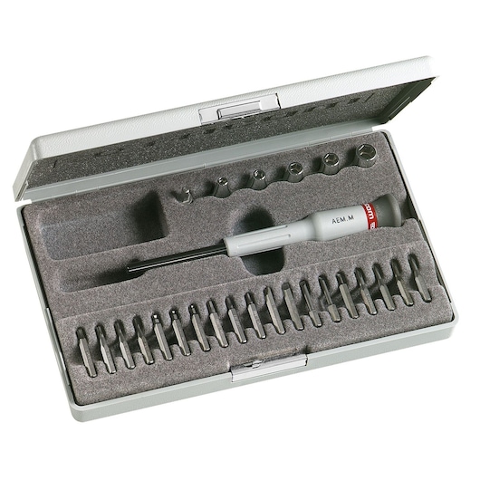 MICRO-TECH® screwdriver bit holder and 26 bits in a hard case