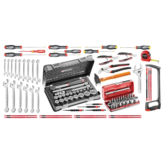 Metal ToolBox With Mechanics Set, 96 Tools Metric