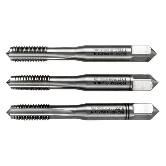 "High performance" cobalt taps, set of 3 cobalt taps (taper, second and bottoming), M8 x 1.25 mm