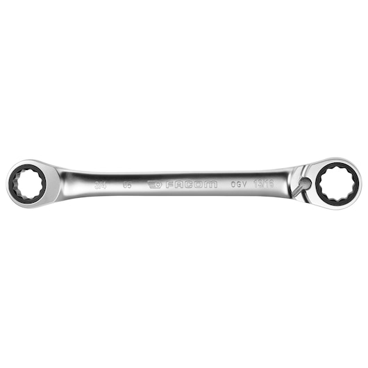 15° double box-end ratchet wrench, 1/2" x 9/16"