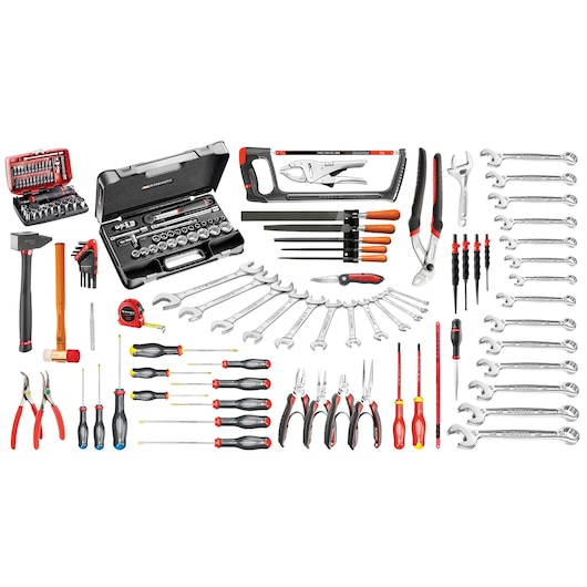 3 Drawer ToolBox Alloy 20" With Mechanics Set, 136 Tools Metric