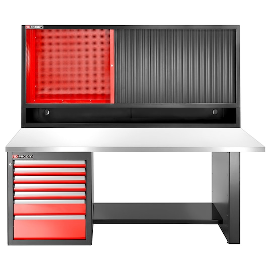JLS3 workbench low version 7 drawers stainless worktop + top unit