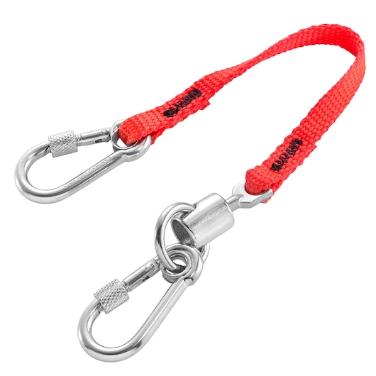Lanyard 20 cm, Stainless steel 50 mm spring hook + swivel and 60 mm stainless steel snap hook with screwSafety Lock System