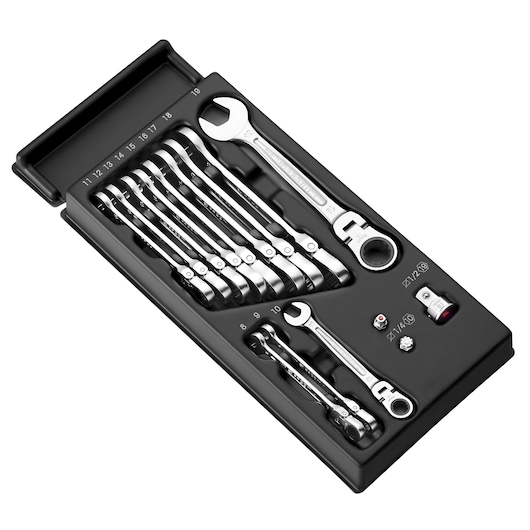 Module of Articulated Ratchet Wrench Set, 12 Pieces