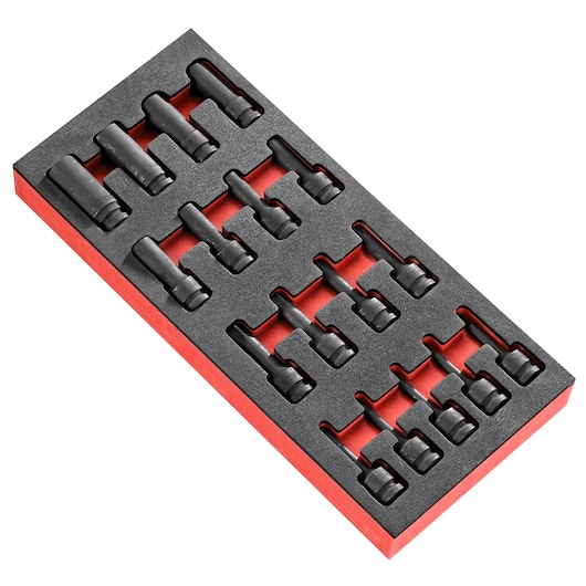 1/2" impact TORX® bit socket set, 17 pieces, foam module