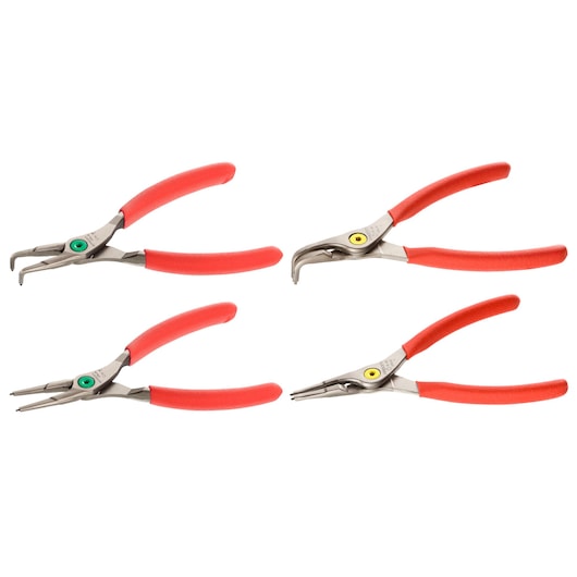 Set of 4 straight and 90° angled nose Circlips® pliers, 18-60 mm